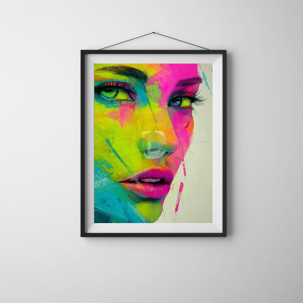 Chromatic Gaze – Close-Up Neon Portrait with Electric Eyes