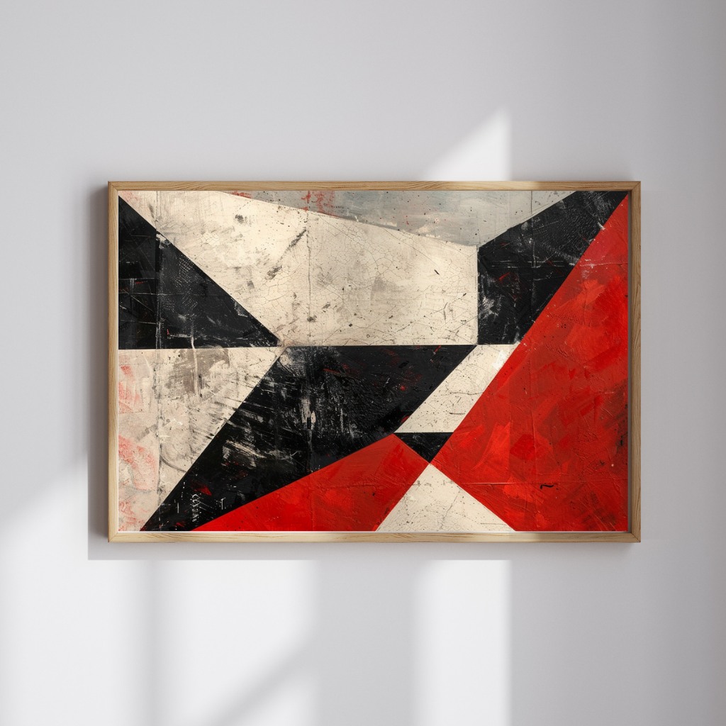 Crimson Construct - Mid-Century Geometric Abstract