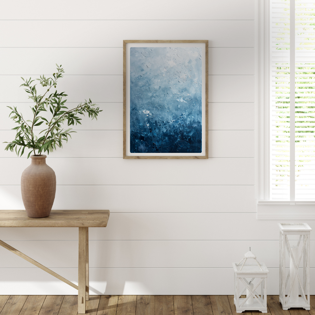 Descending Calm - Vertical Gradient Pointillist Composition