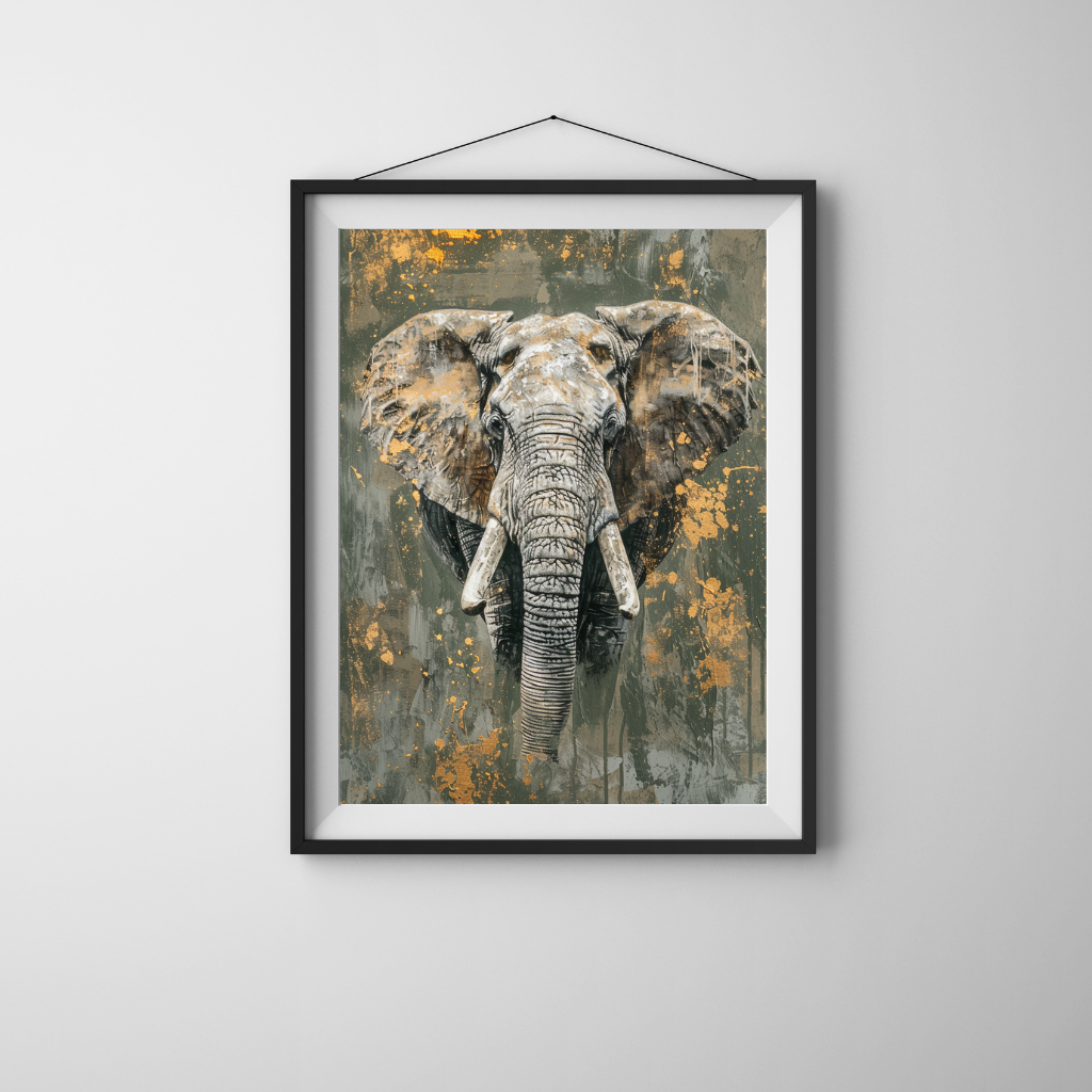 Elephant in Sage - Minimal Safari Portrait in Soft Green Tones