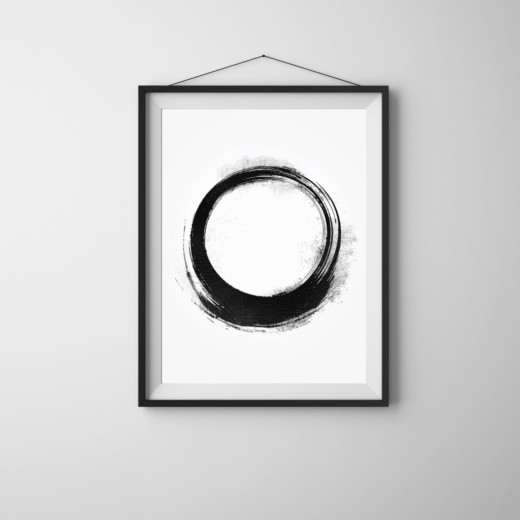 Ensō Flow – Japanese Zen Circle in Textured Black Ink