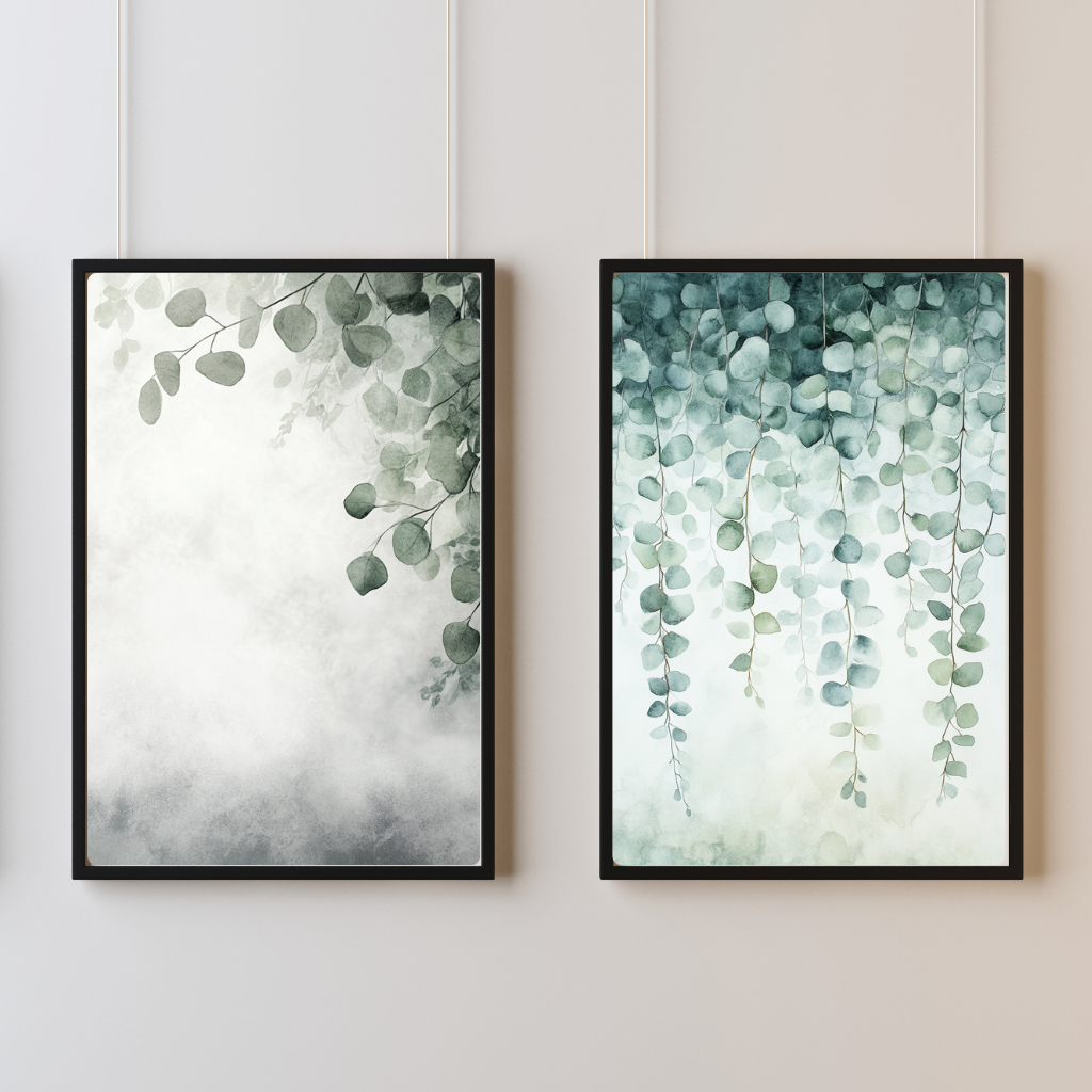 Eucalyptus Whisper Duo – Soft Green Botanical Watercolor Set