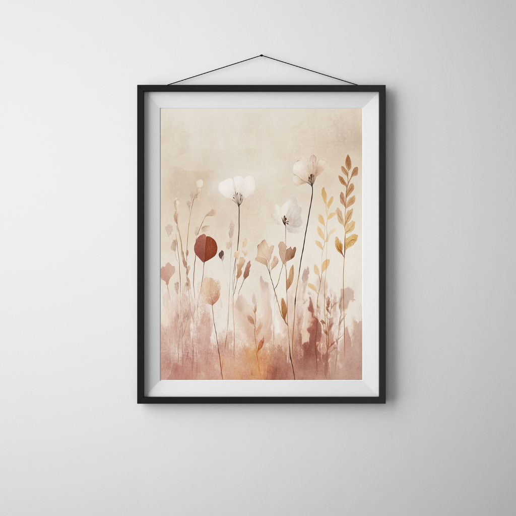 Faded Meadow - Pressed Botanical Silhouettes in Earthy Watercolor