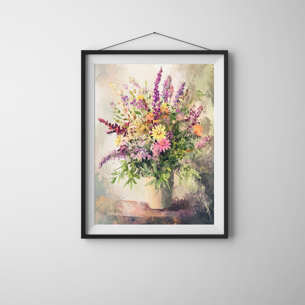 Floral Harmony - Muted Wildflower Composition in Pastel Tones