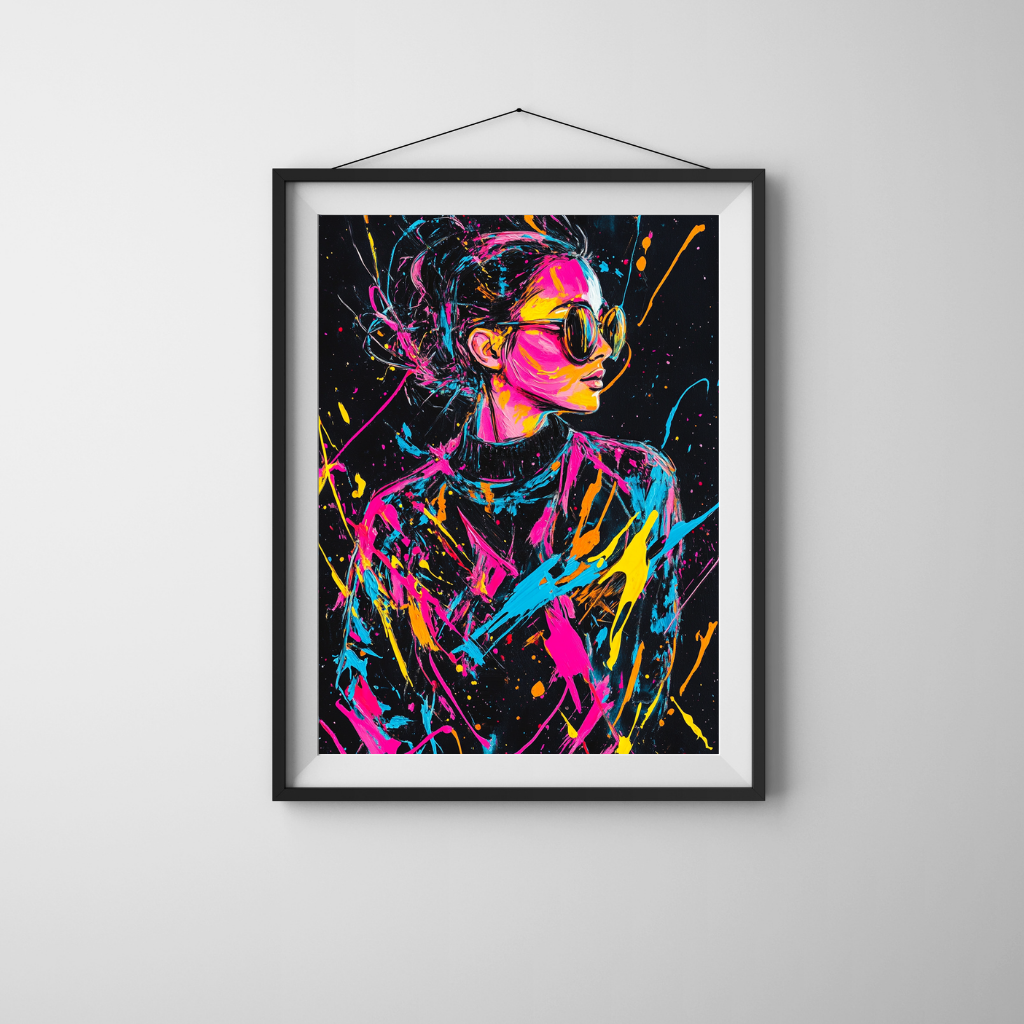 Neon Reverb - Portrait of a Woman in Motion