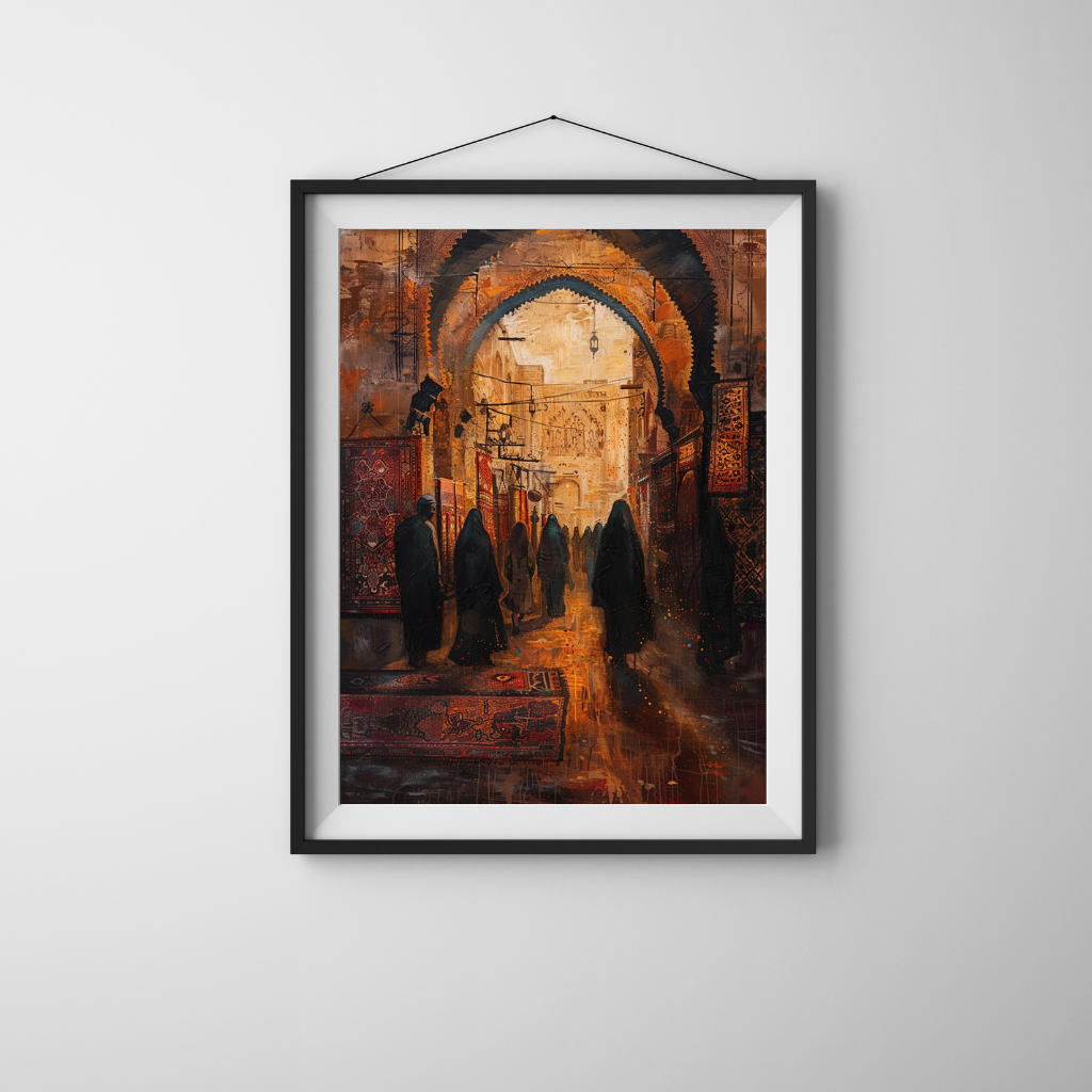 Passage Through the Medina – Warm Moroccan Market Painting