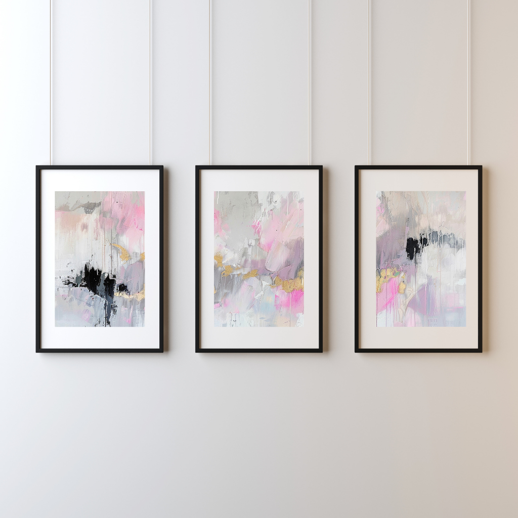 Pastel Reverie Triptych - Soft Abstract Three-Panel Art Print