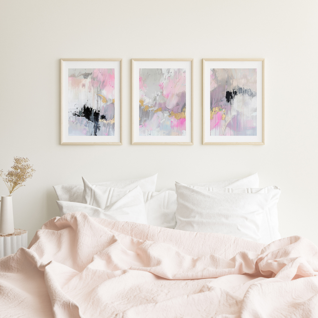 Pastel Reverie Triptych - Soft Abstract Three-Panel Art Print