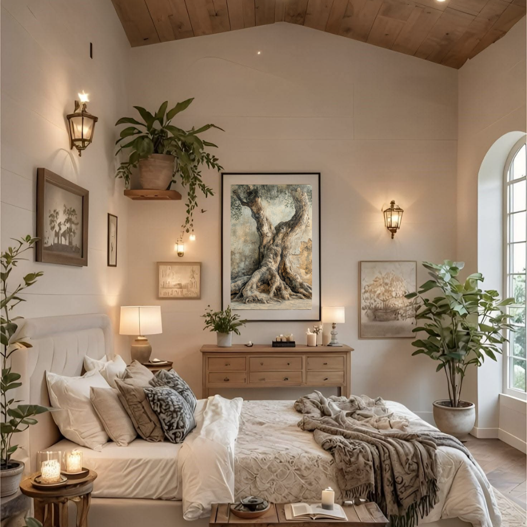 Rooted Balance - Split Olive Tree Form in Natural Tones