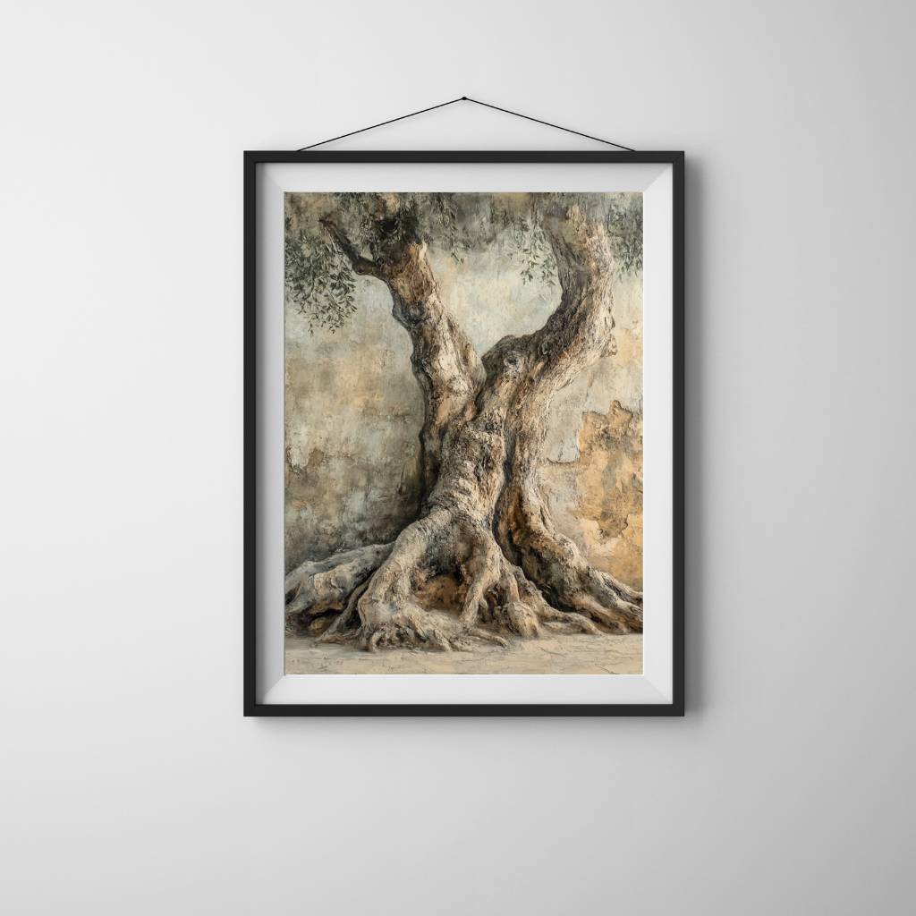 Rooted Balance - Split Olive Tree Form in Natural Tones