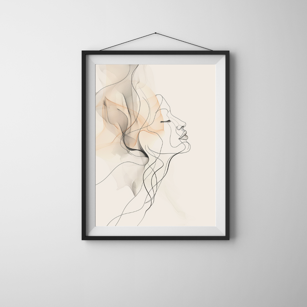Serene Form – Feminine Silhouette Minimalist Ink Drawing