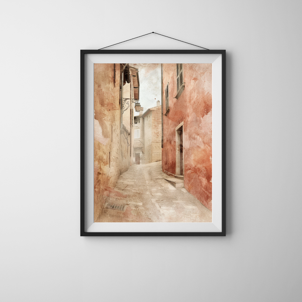 Terracotta Passage - Mediterranean Hillside in Warm Earthy Tones