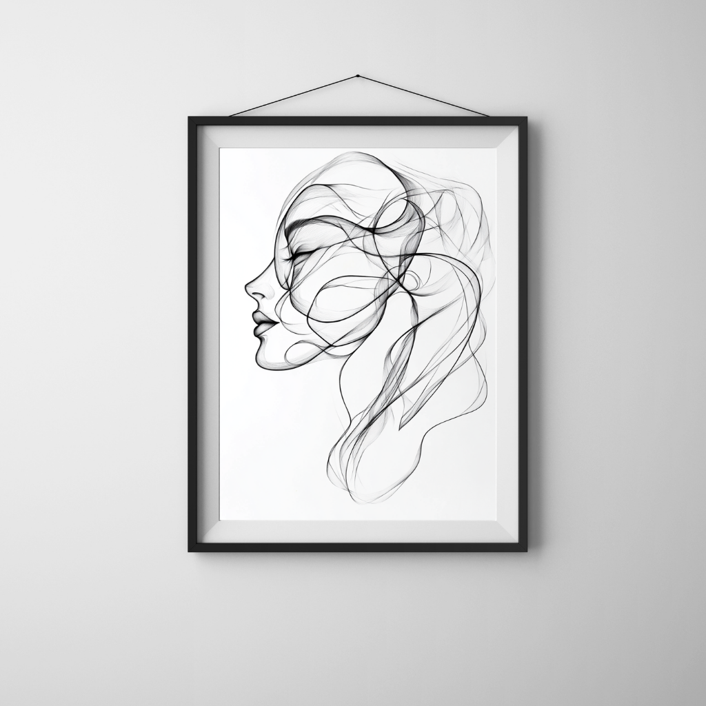 Whispered Lines – Minimalist Line Portrait, Profile View