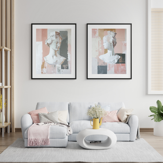 Aphrodite Reimagined Duo - Mythical Goddess Abstract in Soft Blush and Gold
