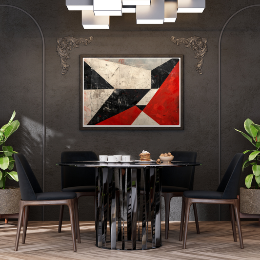 Crimson Construct - Mid-Century Geometric Abstract