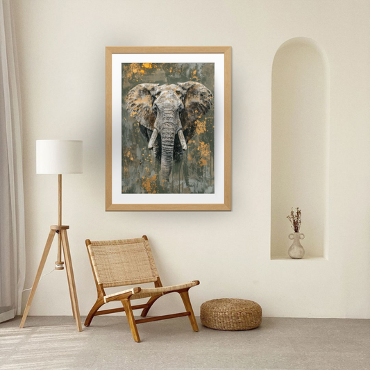 Elephant in Sage - Minimal Safari Portrait in Soft Green Tones