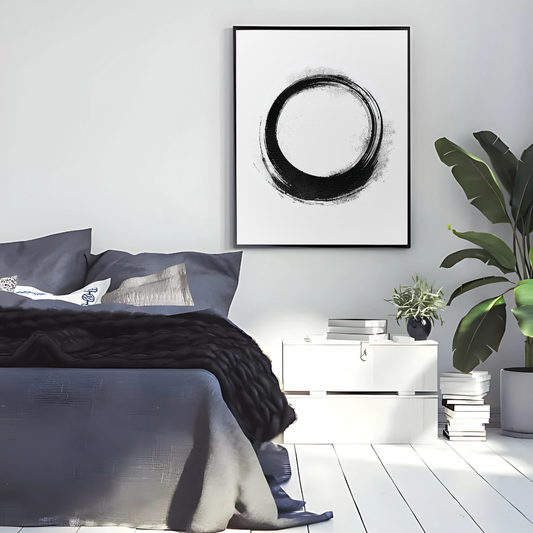 Ensō Flow – Japanese Zen Circle in Textured Black Ink