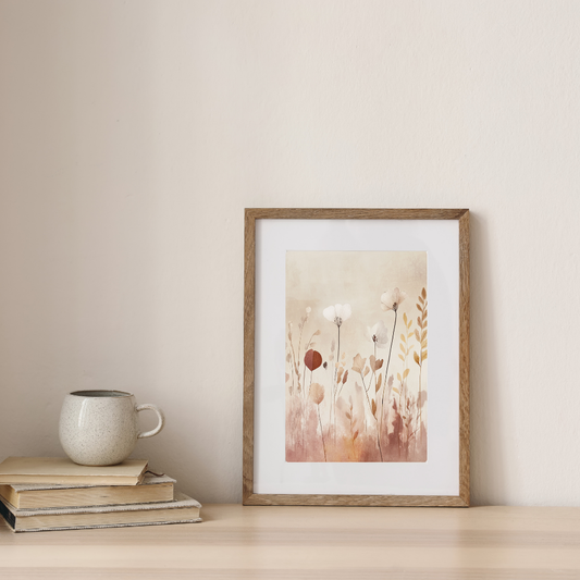 Faded Meadow - Pressed Botanical Silhouettes in Earthy Watercolor