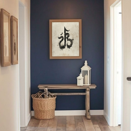 Mantra in Motion – Zen Calligraphic Symbol with Ink Wash and Meditative Energy