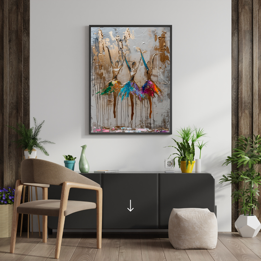 Painted Grace – Minimalist Sculptural Ballerina with Dripping Color