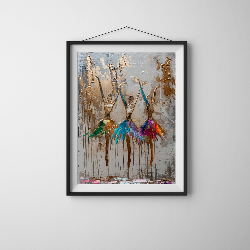 Painted Grace – Minimalist Sculptural Ballerina with Dripping Color