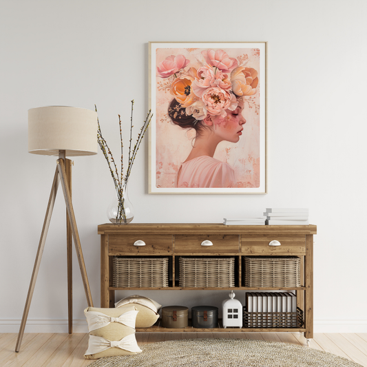 Petal Reverie - Woman with Tulip Floral Crown in Pastel Tones