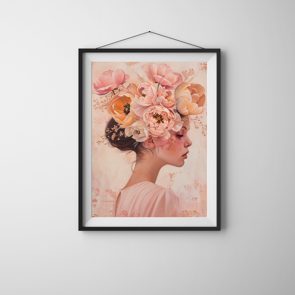 Petal Reverie - Woman with Tulip Floral Crown in Pastel Tones