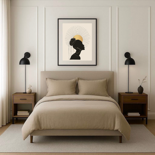 Solar Grace – Radiant Silhouette Line Art