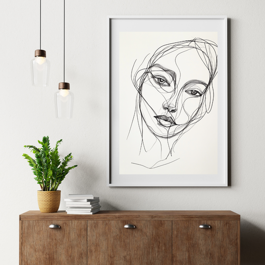 Whispered Lines – Minimalist Line Portrait, Forward Facing